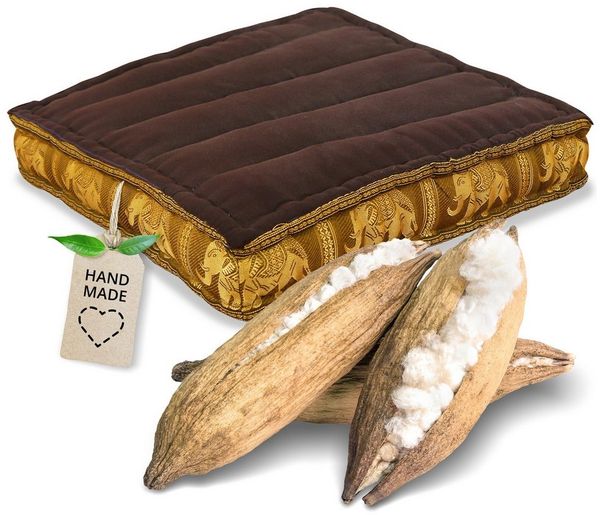 livasia Sitzkissen Bodensitzkissen (Deluxe) vegan und handgefertigt, 50x50x10cm, Kapok