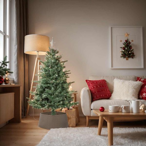 vidaXL Weihnachtsbaum-Rock Braun Ø65x23 cm Kunststoff 4019955