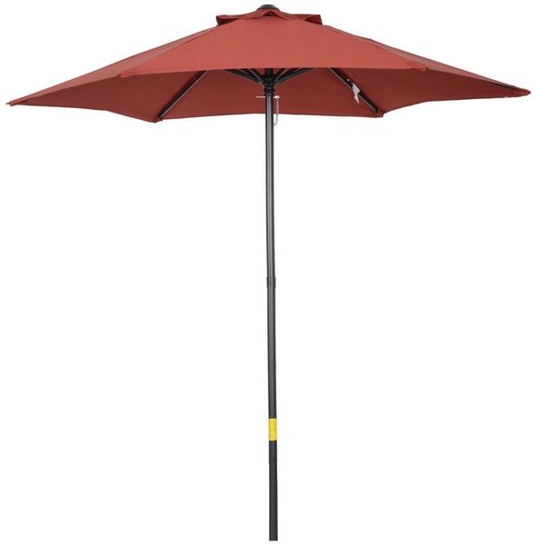 Outsunny Sonnenschirm sechseckig, windfest, stabil, LxB: 196x196 cm, Balkonschirm, Strandschirm, für Strand Balkon Terrasse Garten, Weinrot