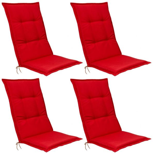 Beautissu 4er Set Hochlehner Auflage Base HL 120 x 50 x 6 cm Rot
