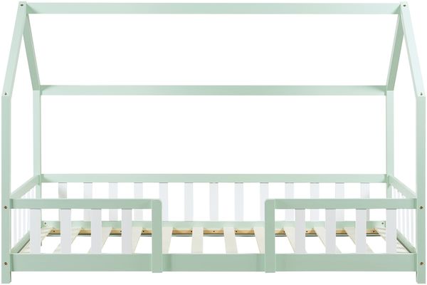 en.casa 'Sisimiut' Hausbett 90x200 cm, mint/weiß, Kieferholz, inkl. Rausfallschutz und Lattenrost Bild 3
