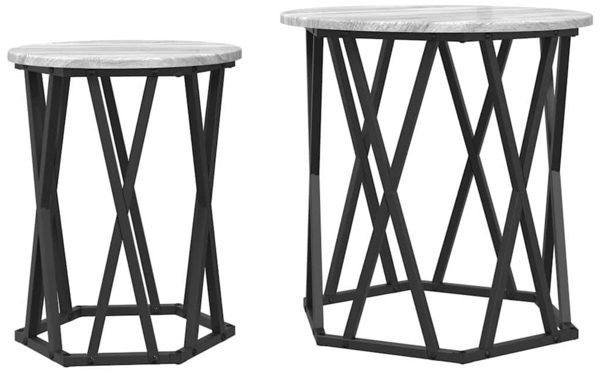 vidaXL Couchtisch 2 pcs Graues Sonoma Ingenieure Holz und Stahl 868264