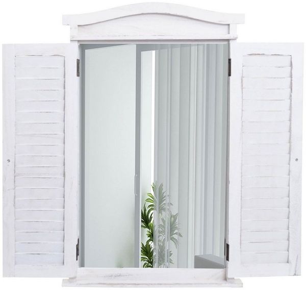 MCW Wandspiegel Spiegel (1-St), Fensterladenoptik, Einfache Wandmontage durch 2 Aufhängeösen