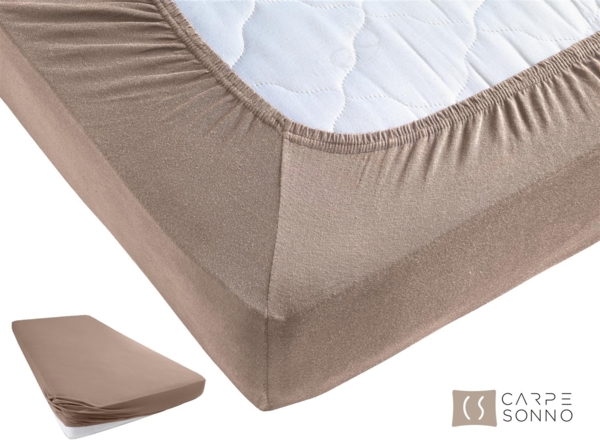 Carpe Sonno Spannbettlaken Jersey 90x200 100x200 120x200 140x200 160x200 180x200 200x200 70x140, Jersey, Gummizug: rundum, (1 Stück), 100% Baumwolle Spannbettlaken 90x200 Spannbetttuch Nougat Bild 3