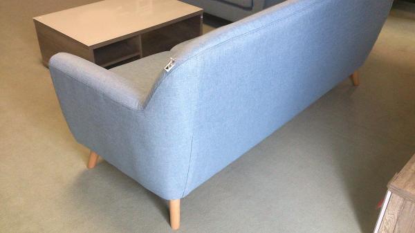 Sofa LINON 3-Sitzer aus Leinenstoff in hellblau mit Buche 198 cm Bild 3