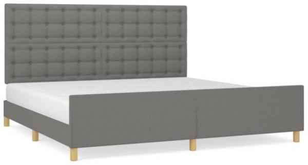 Doppelbett mit Kopfteil Stoff Dunkelgrau 200 x 200 cm