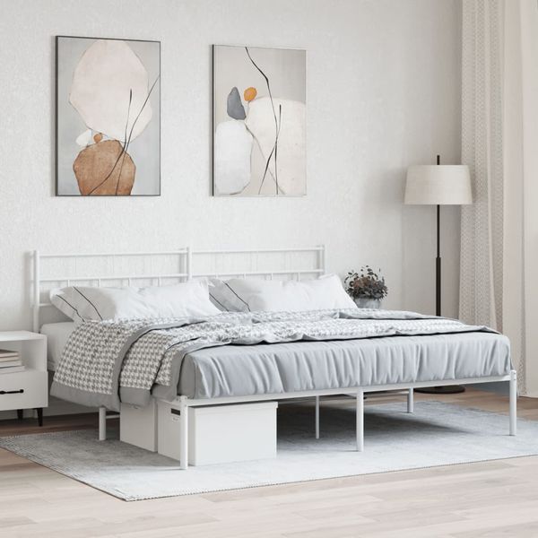 vidaXL Bettgestell mit Kopfteil, Metall, Weiß, 183x213 cm