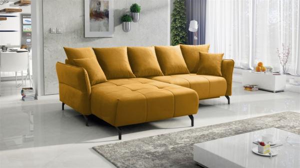 Ecksofa Schlafsofa Sofa SADIE Stoff Element Honiggelb Ottomane Links