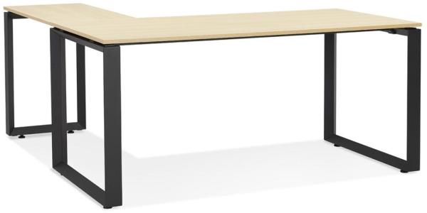 Kadima Design Eckschreibtisch L-Form | 170x160 cm | Design große Arbeitsfläche Büro | beige-schwarz | Schreibtisch