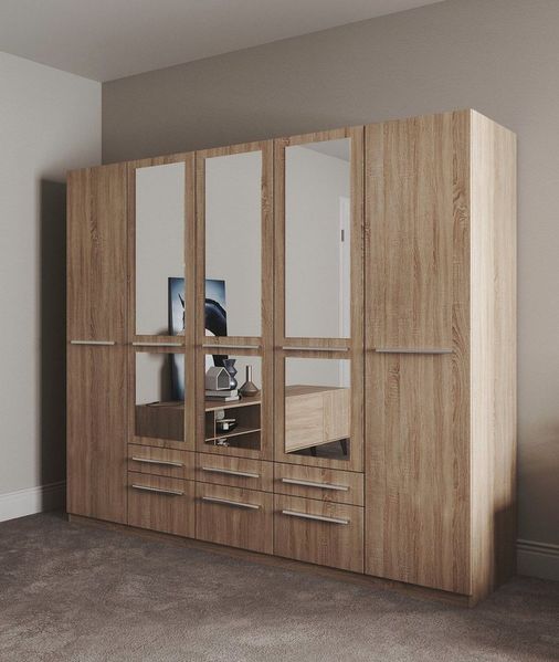 priess Kleiderschrank Schrank Garderobe Wäscheschrank Barcelona in 5 Breiten viel Stauraum, geräumige Schubkästen, mit Spiegel, MADE IN GERMANY