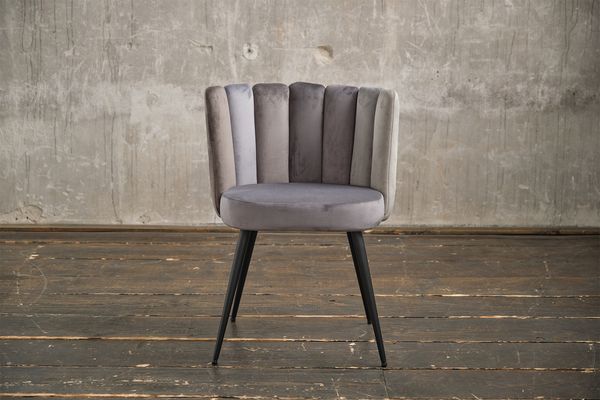 KAWOLA Stuhl JADA Esszimmerstuhl Velvet grau Fuß schwarz 86 x 55 x 59 cm