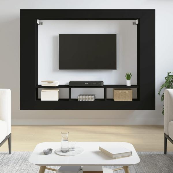 vidaXL TV-Schrank Schwarz 152x22x113 cm Holzwerkstoff