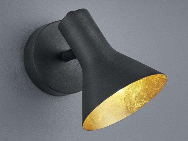 LED Wandstrahler Metall Schwarz/Gold dimmbar 1 Spot schwenkbar Ø11cm