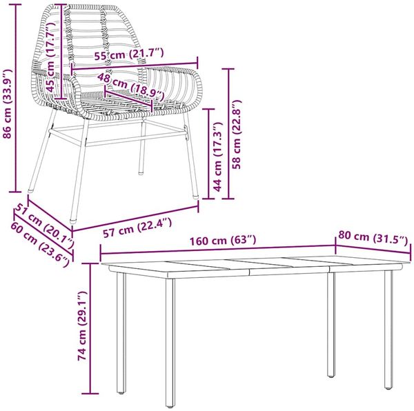 vidaXL 5-teiliges Garten-Esszimmerset aus schwarzem Polyrattanglas 3334537 Bild 10