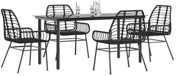 vidaXL 5-teiliges Garten-Esszimmerset aus schwarzem Polyrattanglas 3334537