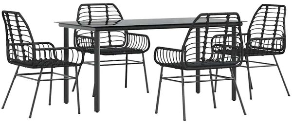 vidaXL 5-teiliges Garten-Esszimmerset aus schwarzem Polyrattanglas 3334537 Bild 2