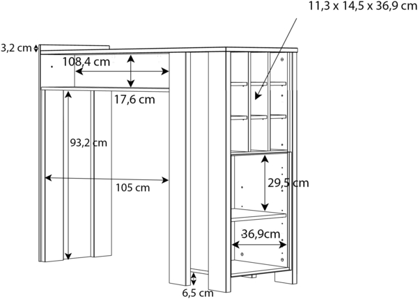 FORTE 'CLIF' Stehtisch, Bartisch, Optik: Old Wood, Vintage Grau, 118,3 x 47,3 x 151,5 cm Bild 7