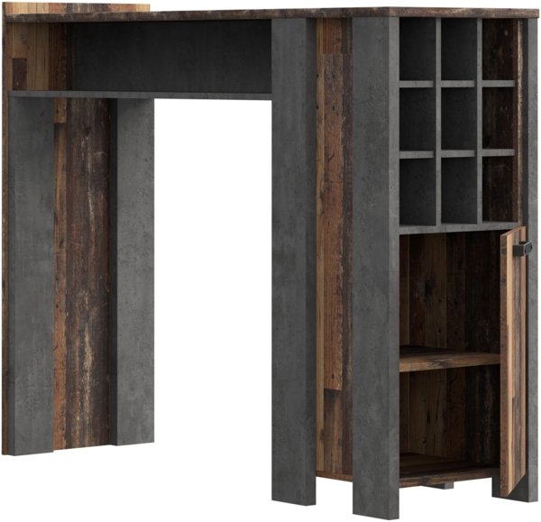 FORTE 'CLIF' Stehtisch, Bartisch, Optik: Old Wood, Vintage Grau, 118,3 x 47,3 x 151,5 cm Bild 5