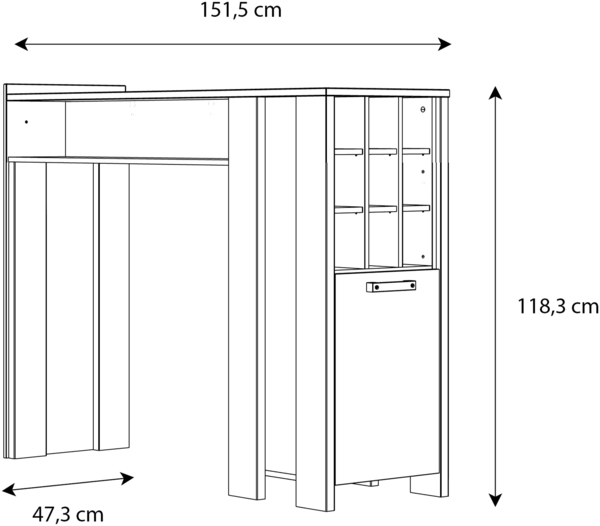 FORTE 'CLIF' Stehtisch, Bartisch, Optik: Old Wood, Vintage Grau, 118,3 x 47,3 x 151,5 cm Bild 6