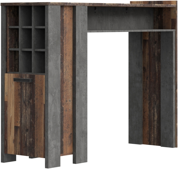 FORTE 'CLIF' Stehtisch, Bartisch, Optik: Old Wood, Vintage Grau, 118,3 x 47,3 x 151,5 cm Bild 8