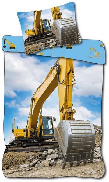 Baby Bettwäsche Kran Bagger LKW Baustelle 100 x 135 cm