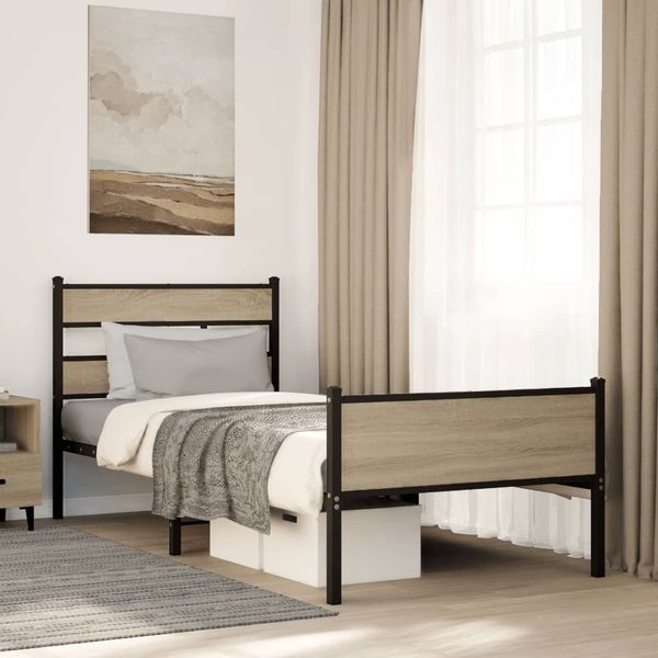 vidaXL Bettgestell ohne Matratze Sonoma-Eiche 90x190 cm Holzwerkstoff 4017282