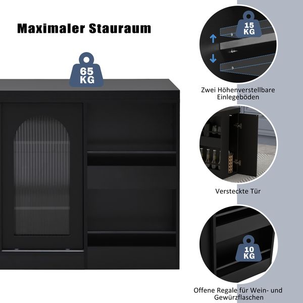 Tisch 121,5 x 40 x 76,7 cm, ausziehbar, 360° drehbar, mit Stauraum, schwarze MDF-Ausführung Bild 10