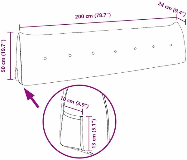 vidaXL Rücken Kissen Helles Gelb 200 x 24 x 50 cm Stoff 42014595 Bild 11