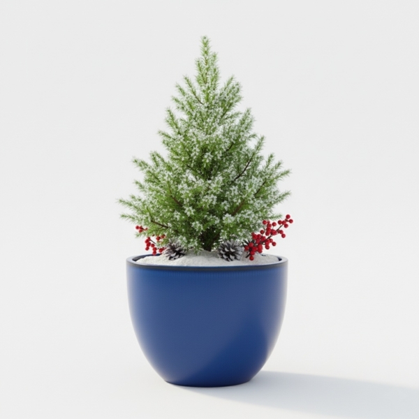 Keramik Blumentopf Eggpot Royal Blau Ø 48cm - Frostfest Pflanzkübel Glasiert Rund