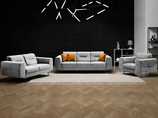 Beautysofa Polstergarnitur VENEZIA Die Lieferung beinhaltet Beiträge zur Wohnung, (Sessel + 2-Sitzer Sofa + 3-Sitzer Sofa im modernes Design), mit Metallbeine, Couchgarnituren aus Velours