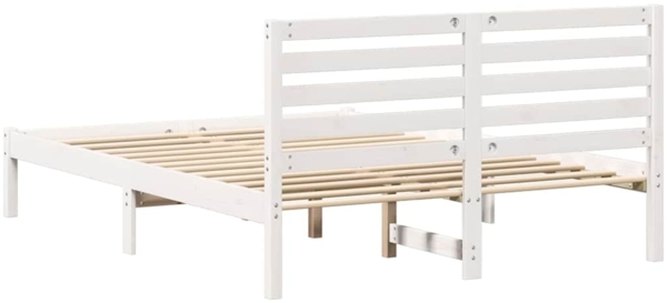 vidaXL Bettrahmen mit Kopfteil Weiß 120 x 200 cm Massives Kiefernholz 872291 Bild 6