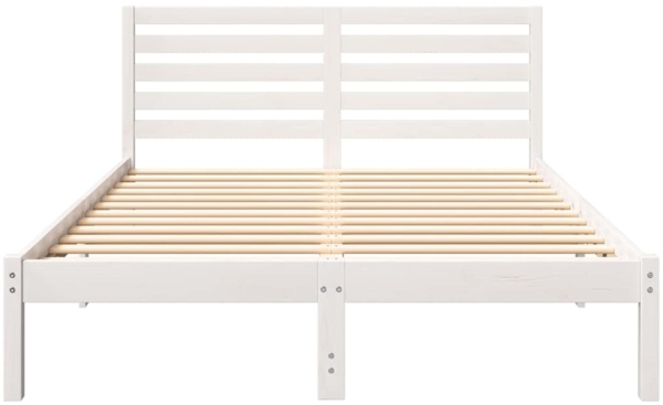 vidaXL Bettrahmen mit Kopfteil Weiß 120 x 200 cm Massives Kiefernholz 872291 Bild 4