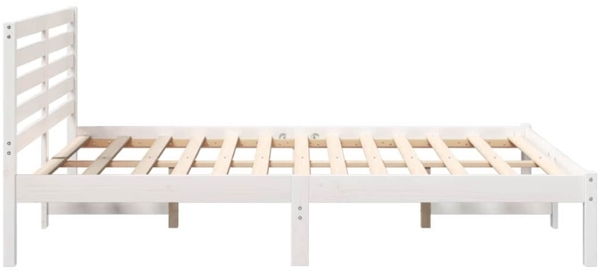 vidaXL Bettrahmen mit Kopfteil Weiß 120 x 200 cm Massives Kiefernholz 872291 Bild 5