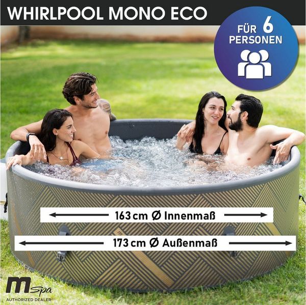 BRAST Whirlpool MSpa Verto-Serie, 5 Modelle, In- Outdoor Pool, Winterfest, (aufblasbar MSpa Frame Mono Eco für 6 Personen, Ø173x65cm, 138 Massagedüsen in 3 Intensitäten), einfache Steuerung per App