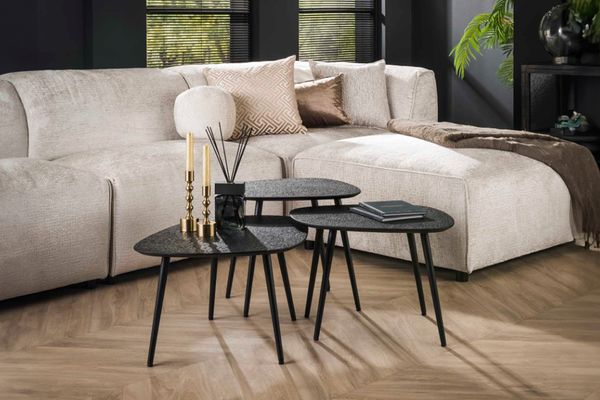 KAWOLA Couchtisch LAUCA Set 3-tlg. Metall schwarz viereckig 36 x 51 x 62 cm