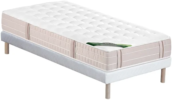 Vente-unique - VIREVO Mattress and bed base set Stoff Weiß - B 90 cm x H 31 cm x L 190 cm