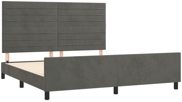 vidaXL Bettgestell mit Kopfteil Samt Dunkelgrau 160x200 cm, Härtegrad: H2 [3125825] Bild 4