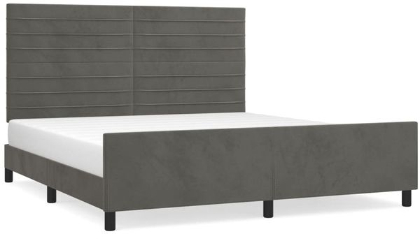 vidaXL Bettgestell mit Kopfteil Samt Dunkelgrau 160x200 cm, Härtegrad: H2 [3125825] Bild 2