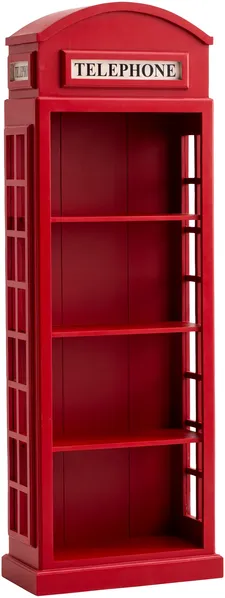 Bücherregal Telefonzelle rot 72x205x32 cm Holz massivum Bikes und Bars Regal Flurschrank Wohnzimmer-Schrank englisches Design