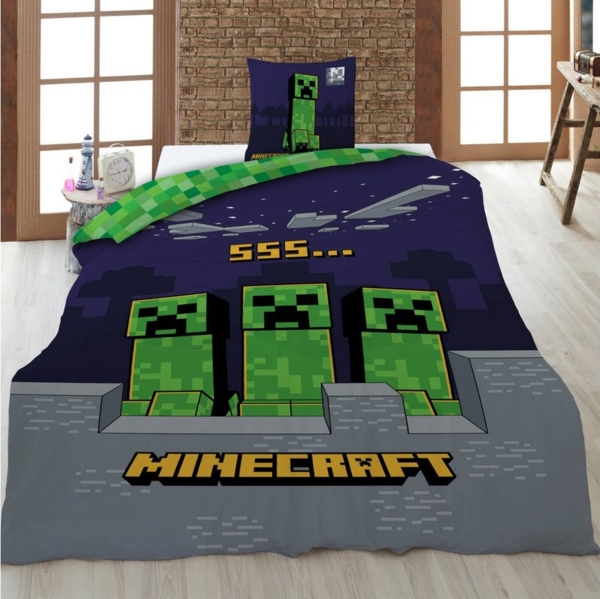 AY!Max Kinderbettwäsche Minecraft Wende Bettwäsche Set 2 tlg. 135 x 200 cm 80 x 80cm, 1 teilig