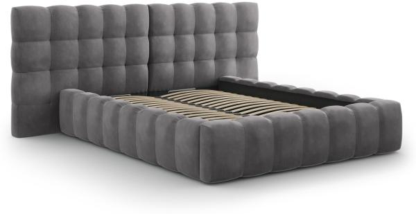 Micadoni Stauraumbett mit Doppelkopfteil Mamaia Samt Bluvel Grau 140x200
