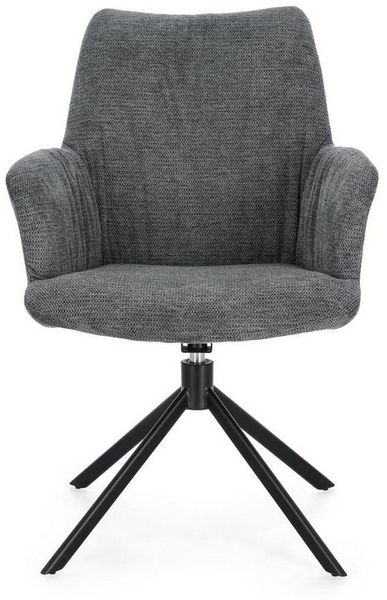Esszimmerstuhl Alexander aus Stoff, modern und gepolstert, dunkelgrau, 360° drehbar