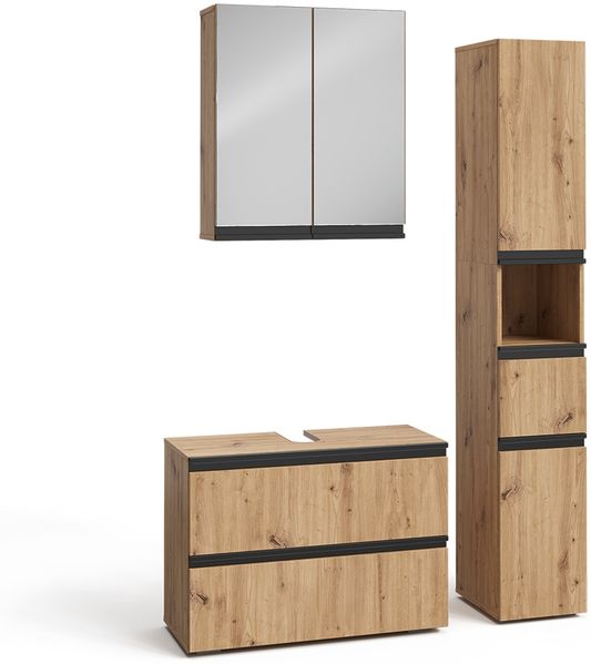 Badmöbel-Set Torren Artisan 3 Teile, mit Hochschrank Vicco
