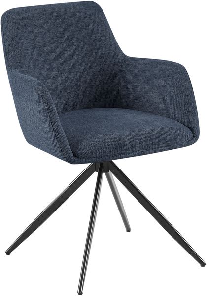 CLP Esszimmerstuhl Olema Stoff 180° schwenkbarer Polsterstuhl mit Armlehnen,blau