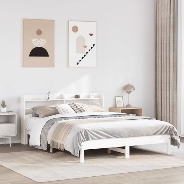 vidaXL Massivholzbett ohne Matratze Weiß 160x200 Kiefernholz 3306883