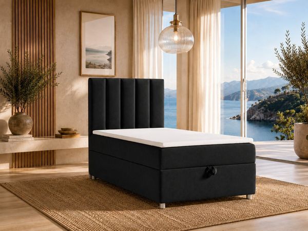 Best for Home Boxspringbett mit Bettkasten Trinity K-10 SINGLE Bonellfederkern inkl. 7 cm Topper (Einzelbett, Polsterbett gepolstertes Kopfteil, Jugendbett, Kinderbett versch. Größen, 70x200 80x200 90x200 100x200 cm), mit oder ohne Topper, Flexible Lie...