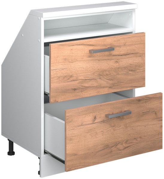 Küchenschrank für Dachschrägen R-Line Goldkraft Eiche 60 cm mit 2 Schubladen Vicco Bild 4