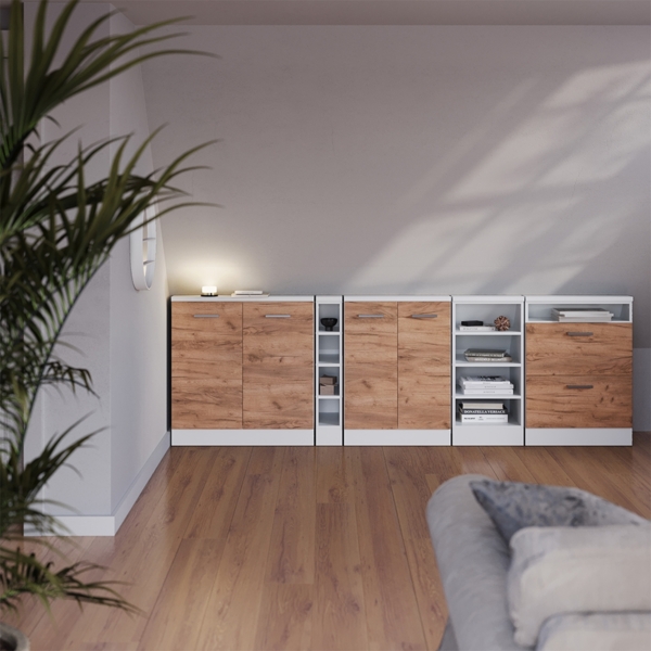 Küchenschrank für Dachschrägen R-Line Goldkraft Eiche 60 cm mit 2 Schubladen Vicco Bild 6