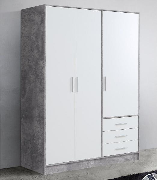 Kleiderschrank >Babbette< in Betonoptik - 144.6x200x60cm (BxHxT)