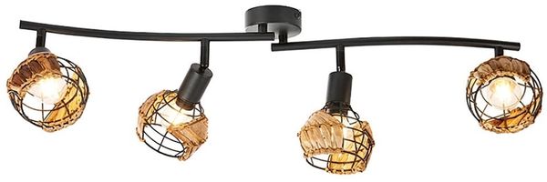 Nino Leuchten Deckenleuchte 4-flammige Deckenlampe Metall Grasgeflecht 81740408
